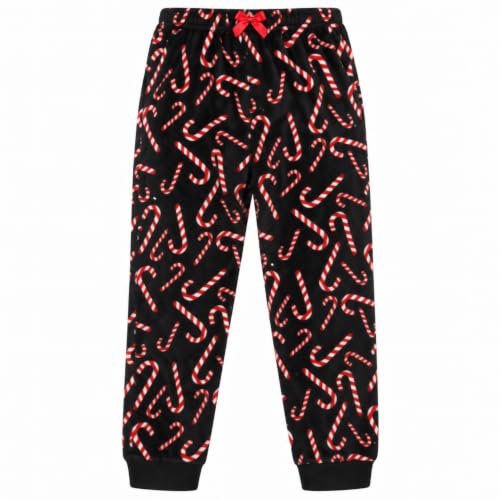 Plush Pajama Jogger Pants for Girls, Candy Cane Jogger