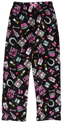 Plush Pajama Pants for Girls, Black - Love Skincare