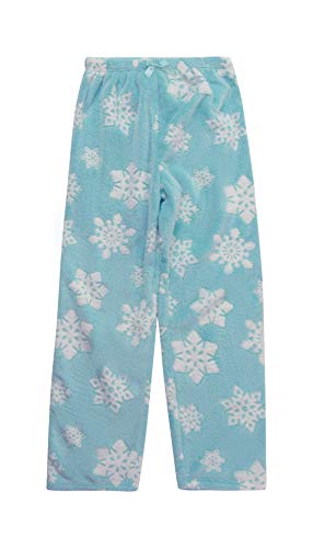Plush Pajama Pants for Girls, Embossed Snowflake - Blue