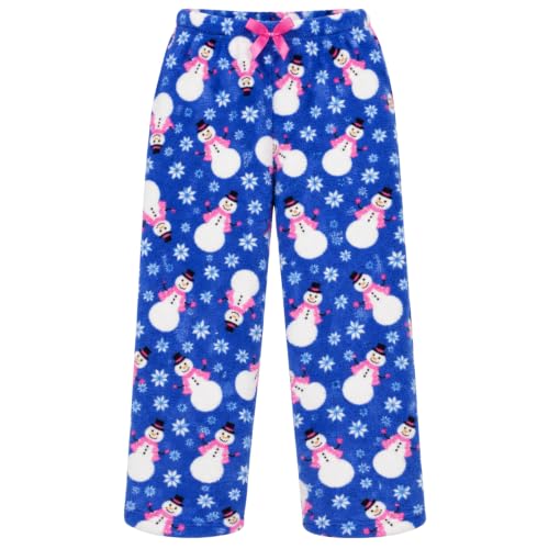 Plush Pajama Pants for Girls, Snowman Snowflake
