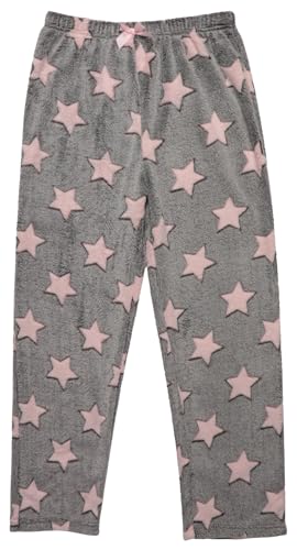 Plush Pajama Pants for Girls, Star - Grey Pink