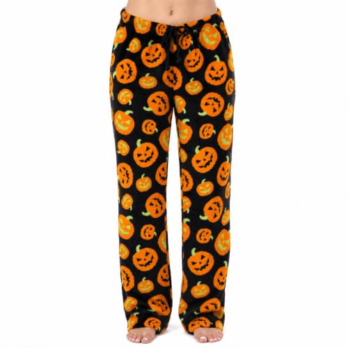 Plush Pajama Pants - Halloween Pumpkin Jack, Black - Big Jacko