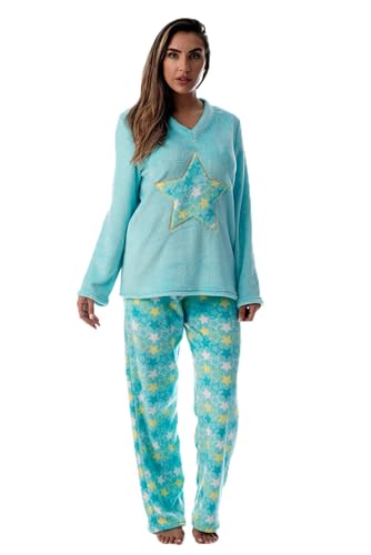 Plush Pajama Sets for Women, Blue - Stars