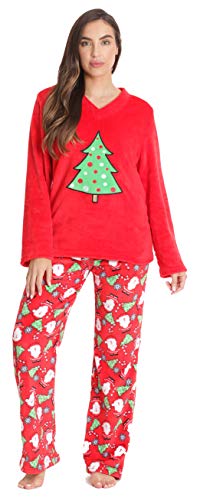 Plush Pajama Sets for Women, Red - Tossed Holiday