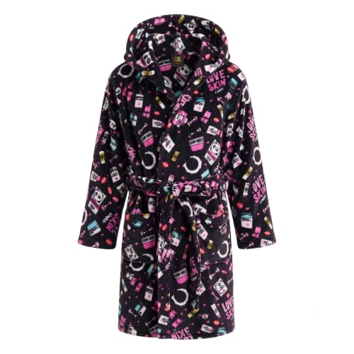 Plush Robe for Girls, Black - Love Skincare