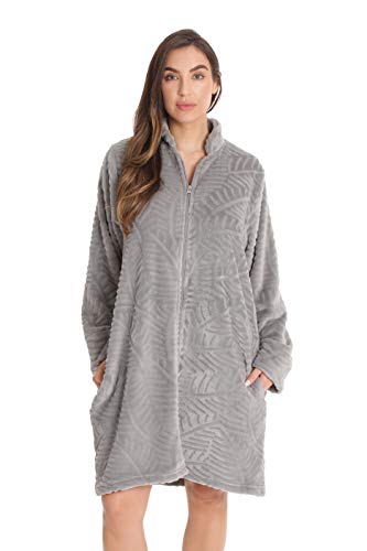 Plush Short Lounger Robe, Grey