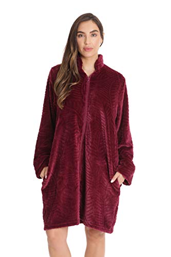 Plush Short Lounger Robe, Wine