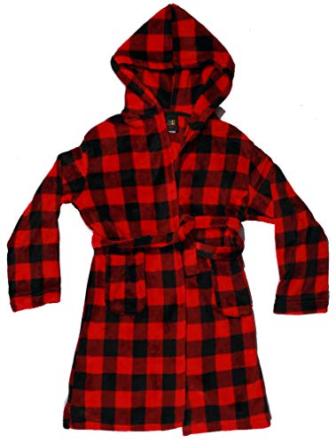Plush Velour Buffalo Plaid Robes, Red Black Buffalo Plaid