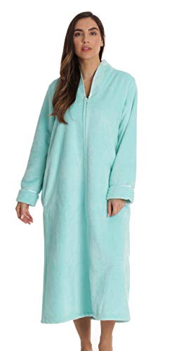 Plush Zipper Long Robe, Mint