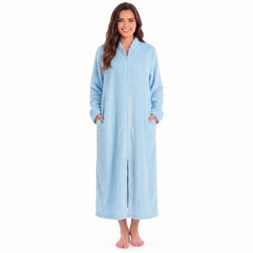 Plush Zipper Lounger Robe, Blue
