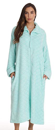 Plush Zipper Lounger Robe for Women, Mint