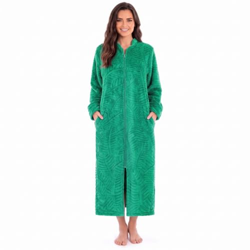 Plush Zipper Lounger Robe, Green