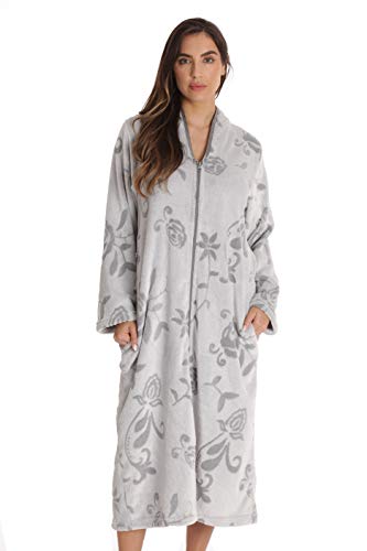 Plush Zipper Lounger Robe, Grey