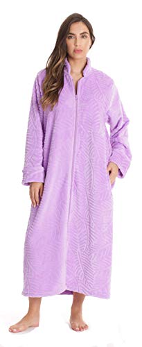 Plush Zipper Lounger Robe, Lilac, size 2X