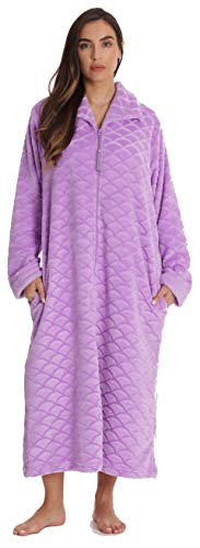 Plush Zipper Lounger Robe, Lilac, size L