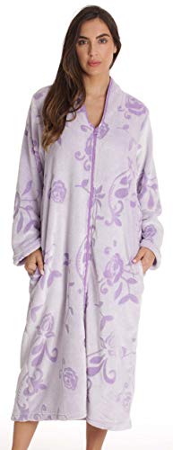 Plush Zipper Lounger Robe, Lilac, size S