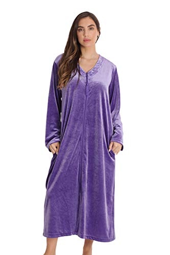 Plush Zipper Lounger Robe, Purple With Tassel Zipper