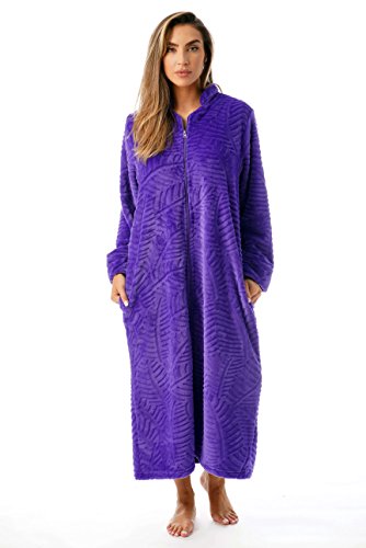 Plush Zipper Lounger Robe Purple