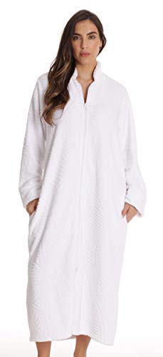 Plush Zipper Lounger Robe, White