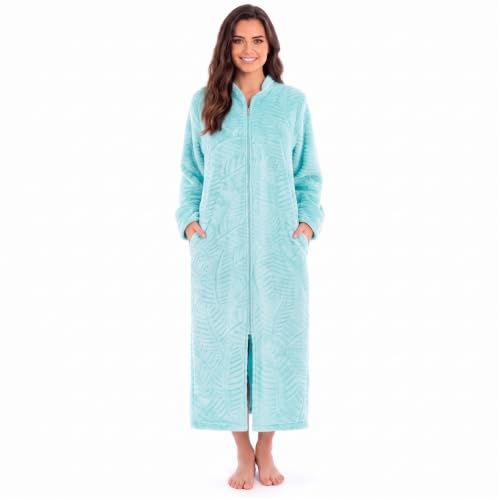 Plush Zipper Lounger Solid Robe, Mint