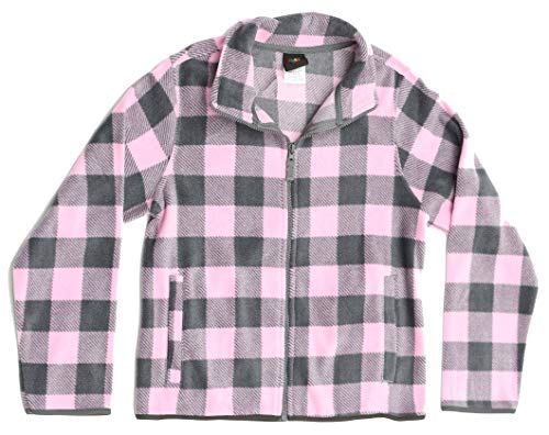 Polar Fleece Girls Jacket, Charcoal / Light Pink