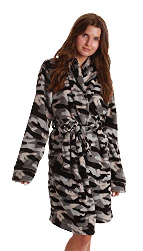 Printed Plush Robe for Women, Camouflage