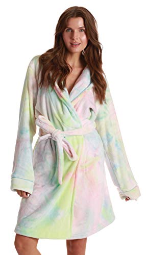 Printed Plush Robe for Women, Pastel Tie Dye
