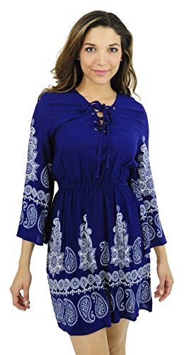 Rayon Short Dress, Navy / Cream