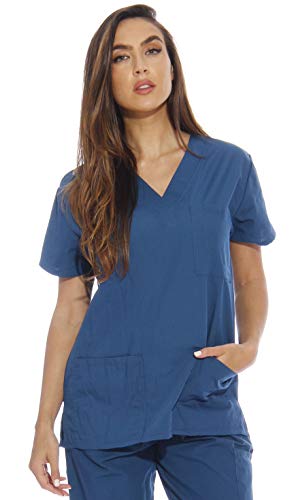 Scrub Tops for Women, Carribean Blue