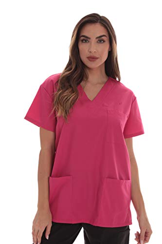 Scrub Tops for Women, Fuchsia