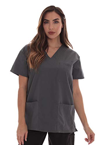 Scrub Tops for Women, Steel Grey