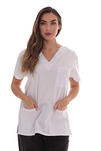 Scrub Tops for Women, White