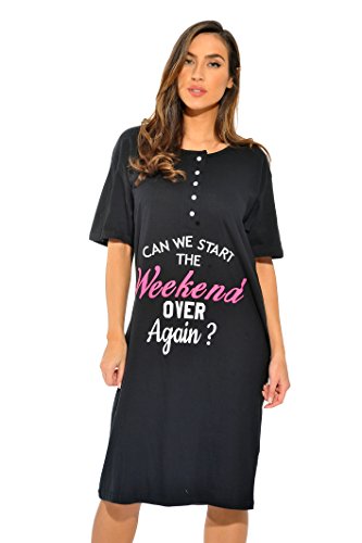 Short Sleeve Nightgown, Black - Can We Start Over?