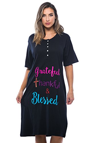 Short Sleeve Nightgown, Black - Greatful