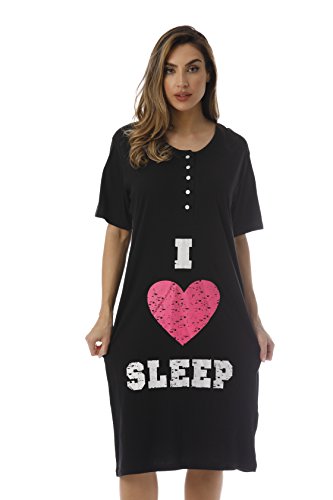 Short Sleeve Nightgown, Black - I Heart Sleep