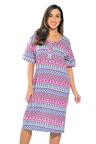 Short Sleeve Nightgown, Colorful Aztec