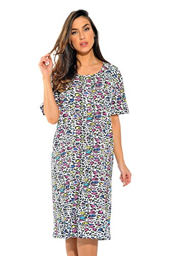 Short Sleeve Nightgown, Colorful Cheetah
