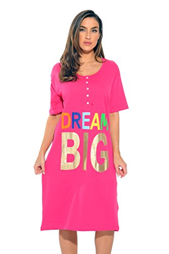 Short Sleeve Nightgown, Fuchsia - Dream Big