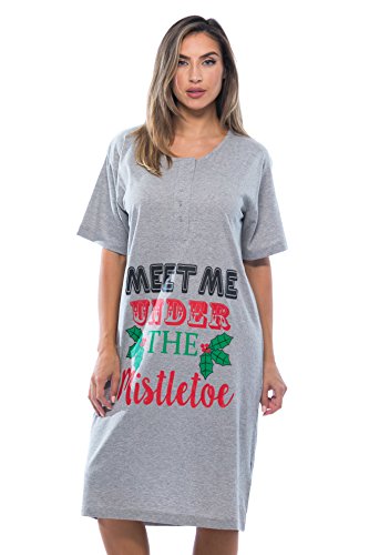 Short Sleeve Nightgown, Grey - Mistletoe