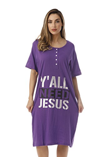 Short Sleeve Nightgown, Purple - Yall Need Jesus