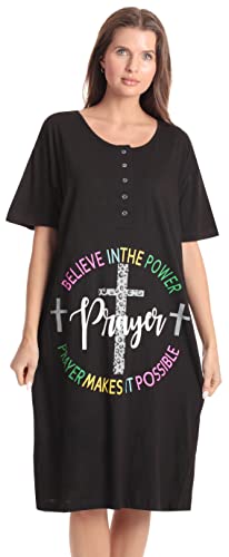 Short Sleeve Nightgown Sleep, Black - Believe in the Power