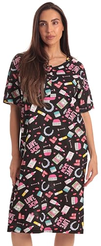 Short Sleeve Nightgown Sleep Dress, Black - Love Skincare