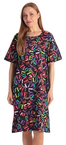 Short Sleeve Nightgown Sleep Dress, Black - Love Sleep Words