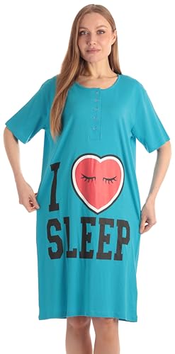 Short Sleeve Nightgown Sleep Dress, Blue - I Sleep Heart