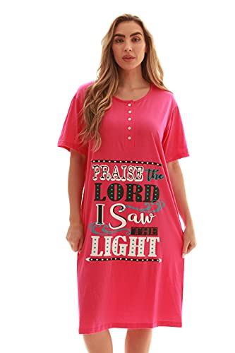 Short Sleeve Nightgown Sleep Dress, Fuchsia - Praise the Lord
