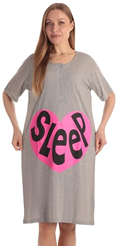 Short Sleeve Nightgown Sleep Dress, Grey - Love Sleep Heart