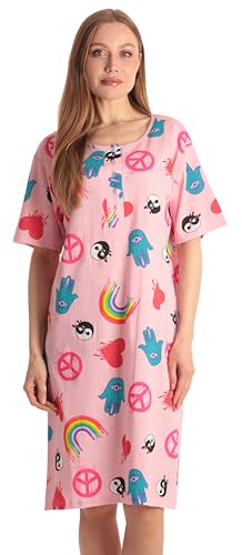 Short Sleeve Nightgown Sleep Dress, Pink - All Things Dripping