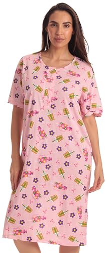 Short Sleeve Nightgown Sleep Dress for Women, Pink - Iced Coffee