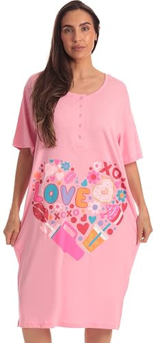 Short Sleeve Nightgown Sleep Dress, Pink - Things I Love