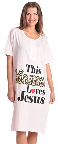 Short Sleeve Nightgown Sleep, Pink - This Mama Loves Jesus